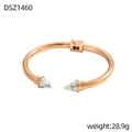Bracciale moderno a punta in oro rosa con motivi marmorei e design aperto regolabile - Stile Marmo Bianco Oro Rosa (DSZ1460)