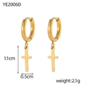 Minimalistische goldene Creolen mit Kreuzanhängern inklusive Gewichts- und Größenangaben - 1.1cm Gold Kreuz Stil (YE2006D)