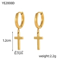 Detailansicht der Abmessungen goldener Kreuzohrringe mit 1,2 cm Anhängergröße - 1.2cm Gold Kreuz Stil (YE2008D)