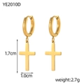 Detail of gold cross pendant earrings showing dimensions of 1.7cm and weight of 2.7g - 1.7cm Thick Gold Cross Style (YE2010D)