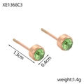 Détail de boucles d'oreilles rondes vertes dorées rose avec échelle de taille 1,3 cm - Vert Clair (XE1368C3)