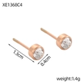 Gros plan des boucles d'oreilles en zircone rose doré avec dimensions détaillées - Clair (XE1368C4)