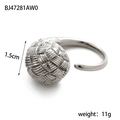 Macro detail of tear-shaped woven titanium steel ring with irregular water drop texture - Silver Fine Woven Ball Open Ring (BJ47281AW0)