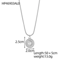 Detail view of silver pearl pendant with twisted bezel and 50cm snake chain measurements - Silver Twisted Round Faux Pearl Necklace (HP46903AL0)