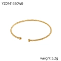 Draufsicht auf 5,2g Goldperlen-Armreif mit polierter Oberfläche und offenem Design - Gold Kontinuierlicher Perlenstil (YZ07413B0W0)