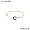 Poliertes goldenes Armband mit schwarzer Emaille-Einlage und geometrischem Design, 3.8g - Gold Schwarzer Emaille Asymmetrisch (FZ0206B0406)