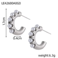 Silver-toned C-shaped earrings with six white pearls and precise 1.7cm height detail - Silver Mirror Beaded C-Shape (LE42680A0G0)