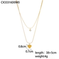 Elegant gold double layer necklace with white crystal and heart pendant 38+5cm - Double Layer Round Zircon Gold Heart Style (CX33316D0W0)