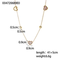 Detailed view of heart pendant necklace with dimensions 41+5cm and 6.6g weight - Beaded Triple Heart Shell White Gold Style (XX47206B2E0)