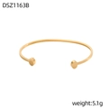 Bracciale rigido geometrico minimalista dorato da donna con estremità tonde e finitura lucida - Tondo Minimalista Oro (DSZ1163B)