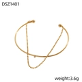 Dettaglio del bracciale dorato da 3,6g con catena a sfere e chiusure a sfera lucide - Bracciale Aperto con Catena di Sfere in Metallo (DSZ1401) / Oro