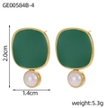 Dimensiones de los pendientes de perlas verde oscuro y crema sobre base de aleación dorada - Cuadrado Verde Oscuro (GE00584B-4)