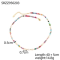 Vista detallada del collar de cuentas de colores con perlas barrocas y medidas exactas - Cuenta de Disco Perla Barroca (SRZZ950203)