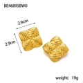 Detail view of gold square petal earrings showing 2.9cm dimensions and textured finish - Gold Star Shape (BE46895BW0)