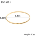Bracciale rigido dorato minimalista con incisione geometrica e finitura lucida - Stile Oro Inciso Geometrico (DSZ1502-1)