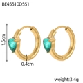 Detail showing 1.5cm outer diameter and heart-shaped green emerald on gold hoop earring - Heart Green Style (BE45510D5S1)
