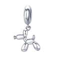 Close-up of polished silver balloon dog pendant charm with high mirror finish reflection - Normal Specification / Silver Balloon Dog Pendant (#18)