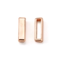 Two rose gold 10mm slider beads for bracelets, featuring a polished hollow rectangle design - Fits 10mm Wide Bracelets / Rose Gold