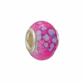 Macro detail of a pink marbled DIY charm bead with a silver core for bracelets - Marble Purple (Main Color: Purple)