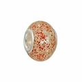 Macro detail of a translucent cream resin charm bead with vibrant red glitter and silver core - Milky White Red Glitter (L0121039-25)