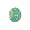 Macro shot of light green sparkling crystal bead with silver core for DIY jewelry - Light Green Glitter Bead (L0121039-24)