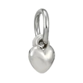 Macro view of a silver heart-shaped hollow pendant charm with a polished metallic finish - Silver Simple Smooth Heart Pendant (L02212737-10)