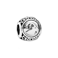Aries zodiac charm bead in silver finish with vintage star patterns for DIY bracelets - Capricorn-Silver