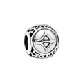 Silver Sagittarius zodiac charm with engraved bow icon and hollow star detailing - Sagittarius-Silver