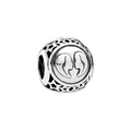 S925 sterling silver Gemini zodiac charm bead with hollow stars and artistic face carving - Gemini-Silver