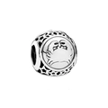 Silver bead charm for DIY jewelry featuring a Cancer zodiac crab and star cutouts - Cancer-Silver