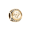 Rose gold zodiac charm bead with Pisces relief and hollow star details for DIY jewelry - Pisces - Gold