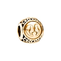 Rose gold Gemini constellation charm bead with star patterns and dual face relief - Gemini - Gold