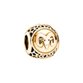 Rose gold Aries charm bead with ram head relief and cutout star details for bracelets - Aries - Gold