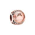 Rose gold zodiac charm bead with cancer crab engraving and star hollow-out design - Cancer - Rose Gold