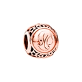 Rose gold zodiac charm bead with embossed portrait and hollow star patterns - Virgo - Rose Gold