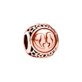 Rose gold Gemini zodiac charm with star cutouts in 925 silver finish for bracelets - Gemini - Rose Gold