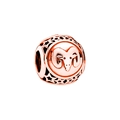Rose gold Aries zodiac charm bead with embossed ram and hollow star details - Aries - Rose Gold