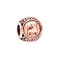 Rose gold zodiac Taurus charm with hollow star patterns for DIY bracelets - Taurus - Rose Gold