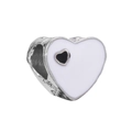 Silver heart charm with white enamel and black core for DIY bracelet jewelry - Silver White Black Heart Enamel Bead (L02212737/18)