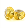 Set of two yellow multifaceted glass beads with silver metal core for DIY jewelry - Yellow Faceted Bead (L0121039-40)