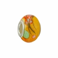 Floral pattern DIY charm bead with orange base and metallic core for bracelets - Orange Yellow Abstract Floral (L0121039-30)