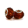 Amber faceted crystal bead with S925 sterling silver core for DIY charm bracelets - Amber Faceted Cut (L0121039-34)