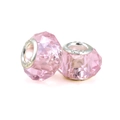 Pink faceted crystal glass charms with S925 sterling silver core for DIY bracelets - Pink Faceted Crystal Style (L0121039-35)