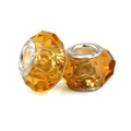 Faceted amber crystal bead with S925 silver core for DIY charm bracelets - Amber Cylindrical Faceted (L0121039-36)
