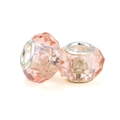 Pink faceted crystal glass bead with silver metal core for DIY bracelet making - Pink Cylindrical Faceted (L0121039-37)