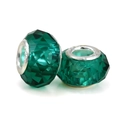 Faceted emerald green crystal glass charms with S925 sterling silver core for bracelets - Emerald Green Faceted (L0121039-43)