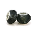 Black faceted crystal glass beads with S925 silver core for DIY jewelry bracelets - Solid Black Faceted (L0121039-46)