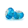 Faceted royal blue crystal glass charms with 925 silver metal core for DIY bracelets - Royal Blue Faceted Cut (L0121039-48)