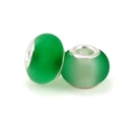 Green translucent faceted glass charm beads with silver metal core for DIY bracelets - Green Translucent Frosted (L0121039-59)