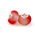 Matte red glass bead with silver metal core for DIY bracelets and jewelry making - Matte Red Pink Frosted (L0121039-62)